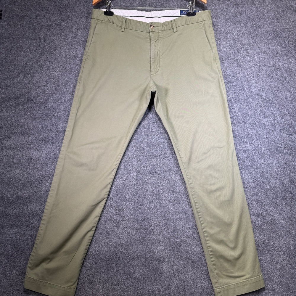 Polo Ralph Lauren Stretch Slim Fit Chino Pants Mens 36x32 Green Cotton Blend